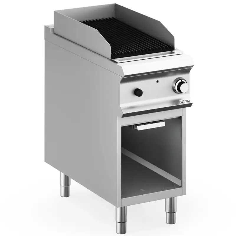 Nu Kopen Lavasteengrill | DOMINA PRO 900 | Gas | Oppervlak 370x640 (Gietijzer) | 10kW | Piëzo Ontsteking | Open Onderkast | 400x900x850(h)mm