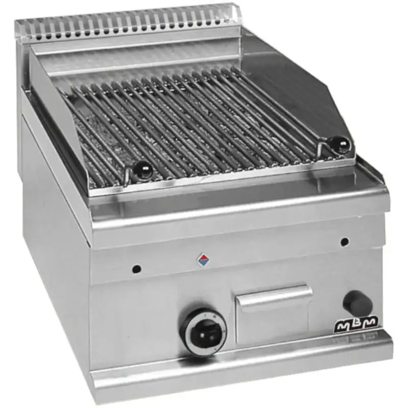 Lavasteengrill | MINIMA 600 | Gas | Oppervlak 355x460 (RVS, Vis) | 7kW | Piëzo Ontsteking | 400x600x270(h)mm Hete Deal