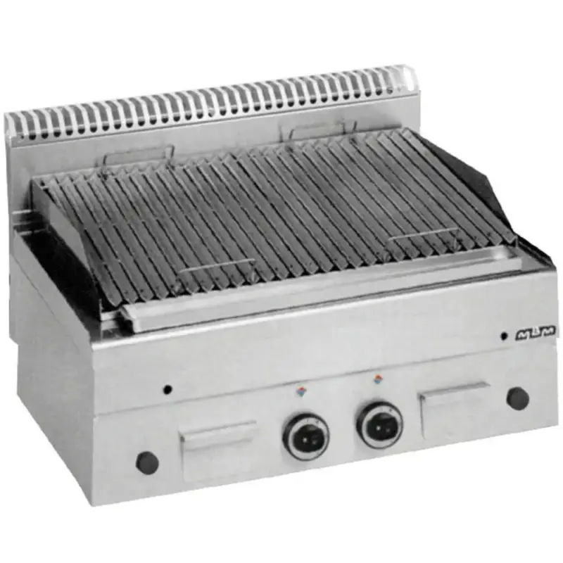Lavasteengrill | MINIMA 600 | Gas | Oppervlak 2x 355x460 (RVS) | 14kW | Piëzo Ontsteking | 800x600x270(h)mm Laatste Versie