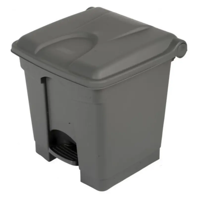 Populair Pedaalemmer | Kunststof (Grijs | 30L | Klapdeksel | Hygiëne (HACCP) + Afvalscheiding | 410x398x435(h)mm