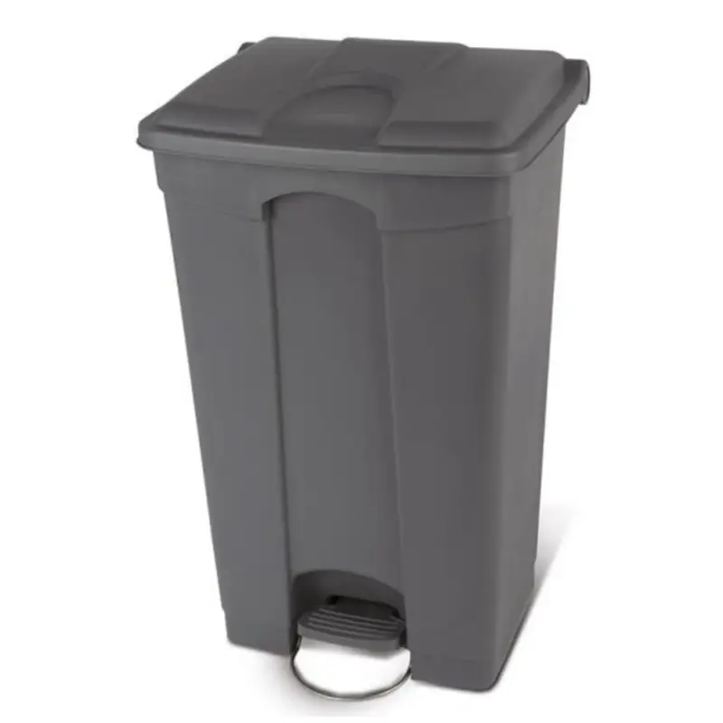 Koopje Pedaalemmer | Kunststof (Grijs) | 90L | Klapdeksel | Hygiëne (HACCP) + Afvalscheiding | Wielen | 500x412x820(h)mm