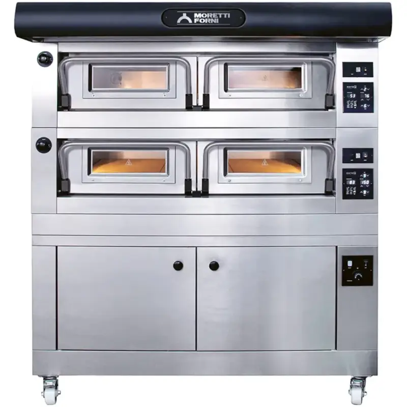 Pizzaoven | serieP P120E A | Elektrisch | 8x Ø30cm | 25°C/450°C | 8.6kW (400V) | Stapelbaar | 1610x1080x400(h)mm Koopje