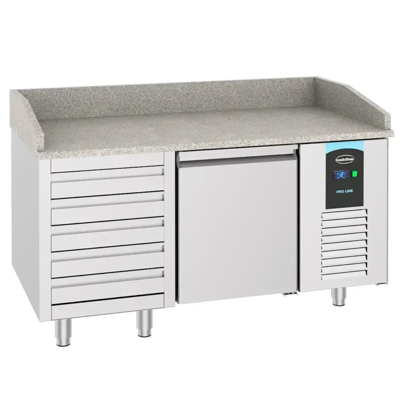 Speciale Aanbieding Pizzawerkbank | PRO LINE | 380L | 1 Deur + 5 Deegladen (EN600x400) | -2°C/+8°C | Geforceerd | 1550x800x1080(h)mm