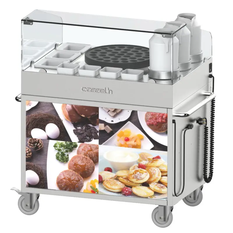 Actieprijs Poffertjes-Trolley | RVS | 1 Bakplaat (Ø400mm) | 2.7kW | 1036x675x1150(h)mm