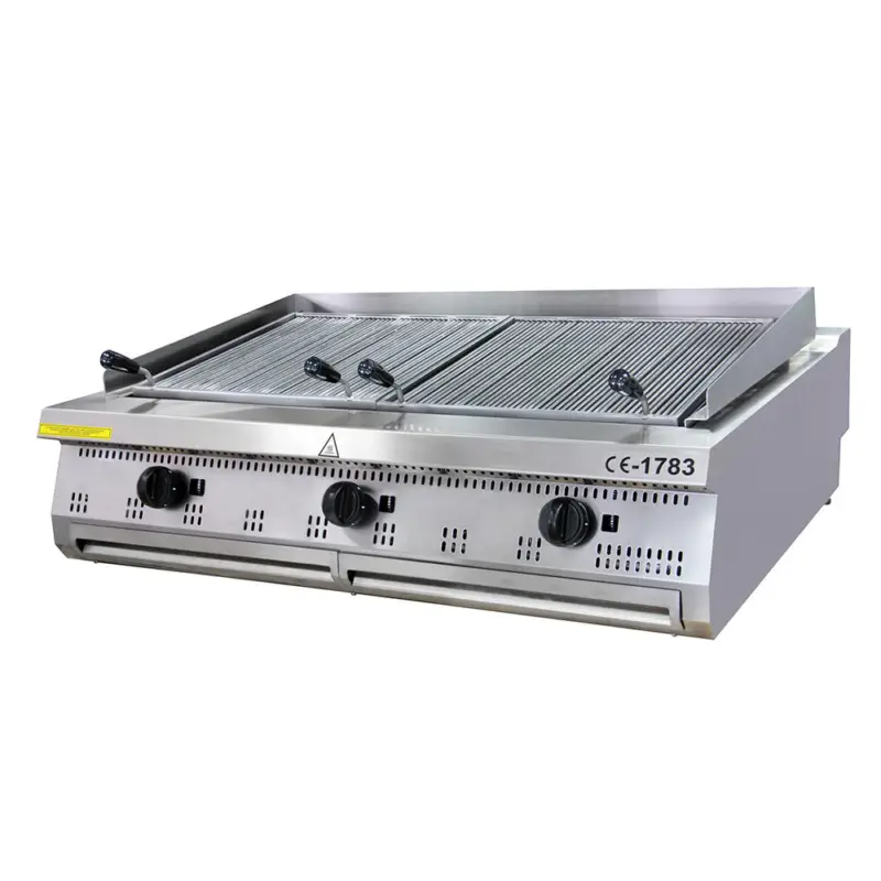 Premium Chargrill | 3 zones | Gietijzeren grillroosters | Veilige vetafvoer | 1200x900x280(h)mm Gereduceerde Prijs