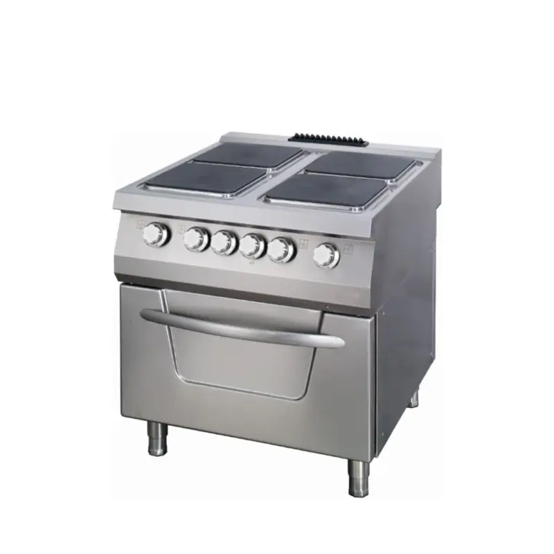 Premium Premium elektrisch fornuis | 90–450°C | RVS/Gietijzer | Vier grote pitten | 22kW (400V) | 800x900x850(h)mm