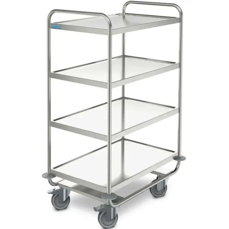 Koop Vandaag Serveerwagen | RVS | 4 Niveaus (1000x600) | Zware Belasting (200kg) | Wielen (Geremd) | 1095x695x1330(h)mm
