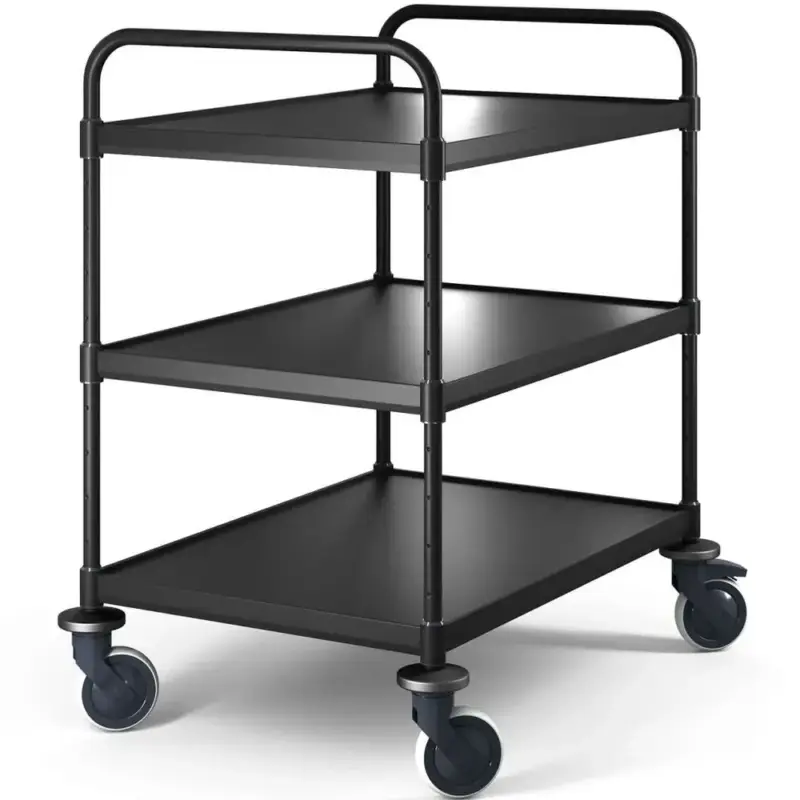 Exclusieve Aanbieding Serveerwagen | VARIOCART | RVS (Zwart) | 3 Niveaus (EN800x600) | Wielen (Geremd) | 940x685x1048(h)mm