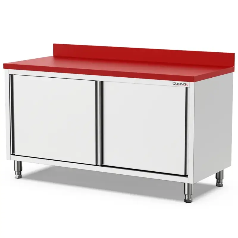 Snijwerkbank | 700 LINE | RVS/Polyethyleen | Schuifdeuren | Diepte 700 | Hoogte 900 | Breedte 1200-1600 | Achteropstand Lage Kosten