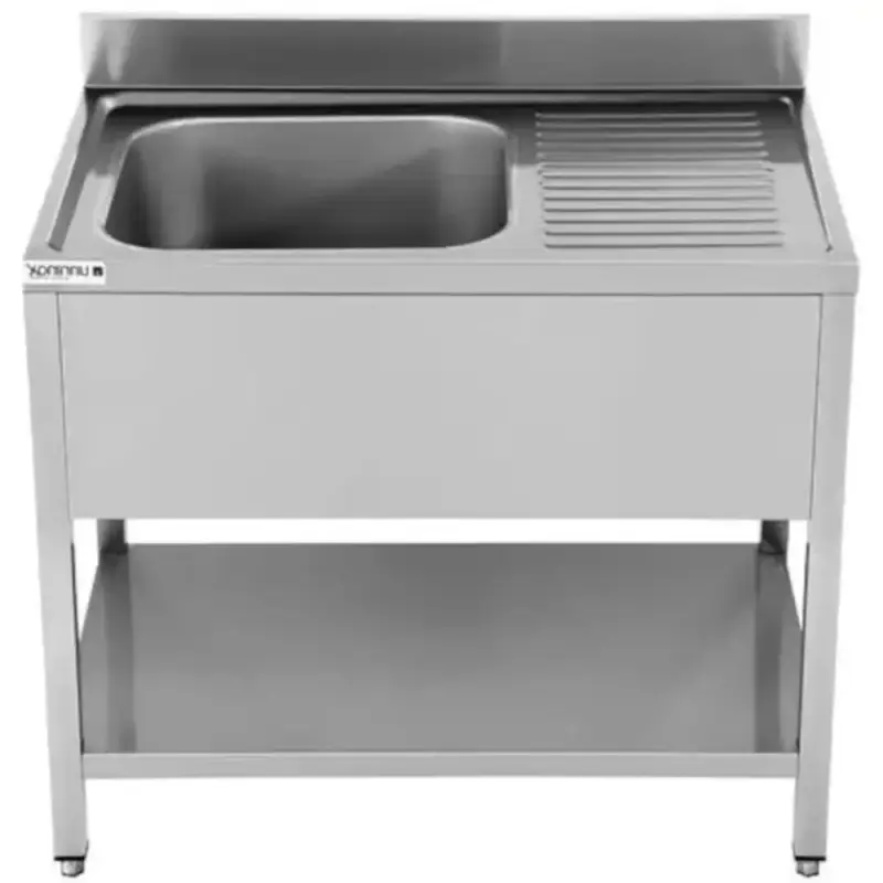 Spoeltafel | ECO | RVS | 1 Spoelbak (Links) + Afdruipvlak | Bodemschap | Achteropstand | Zelfmontage | 1200x600x850(h)mm Speciale Aanbieding