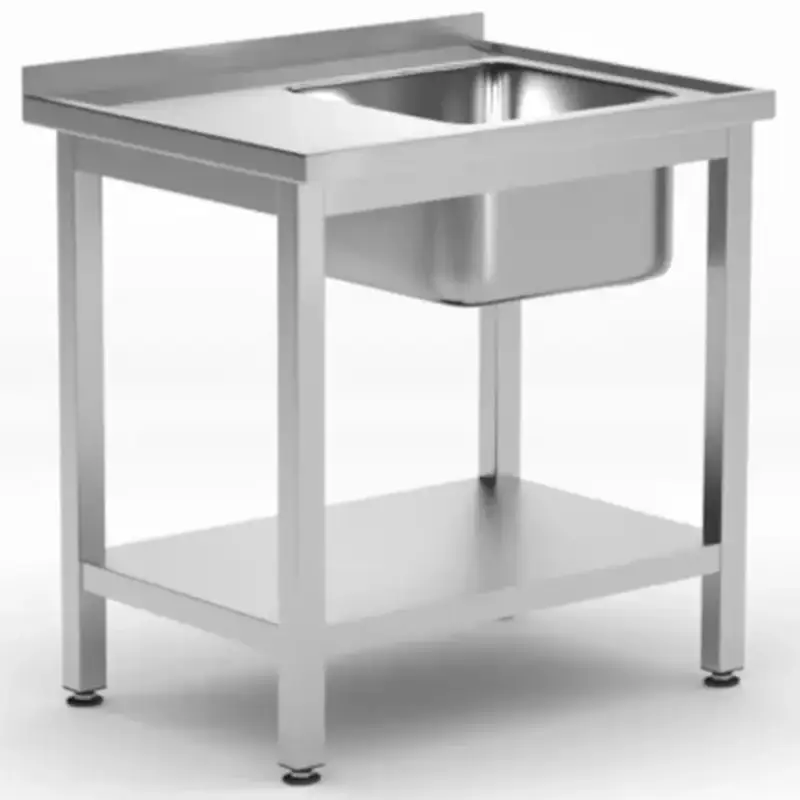 Spoeltafel | ProfiLine | RVS | 1 Spoelbak (Rechts) | Bodemschap | Achteropstand | Zelfmontage | 800x600x850/890(h)mm Aanbieding