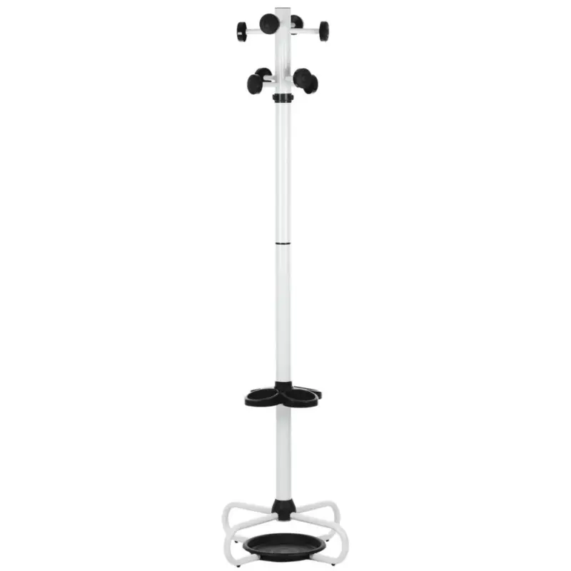 Staande Kapstok | URBAN | Staal (Wit) | Draaibaar | Parapluhouder + Druppelopvang | 395x395x1730(h)mm Exclusieve Aanbieding