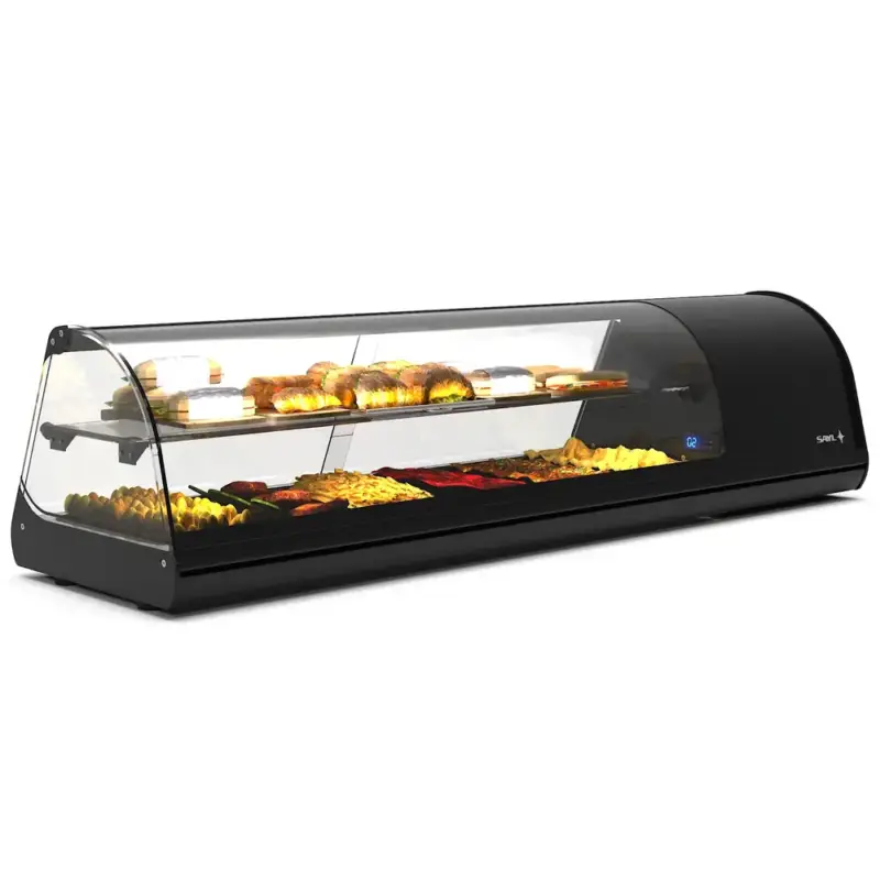 Express Levering Tapasvitrine | CLASSIC | Zwart | 4x 1/3 GN | +2°C/+6°C | Statisch | 2 Niveaus | 1085x395x360(h)mm