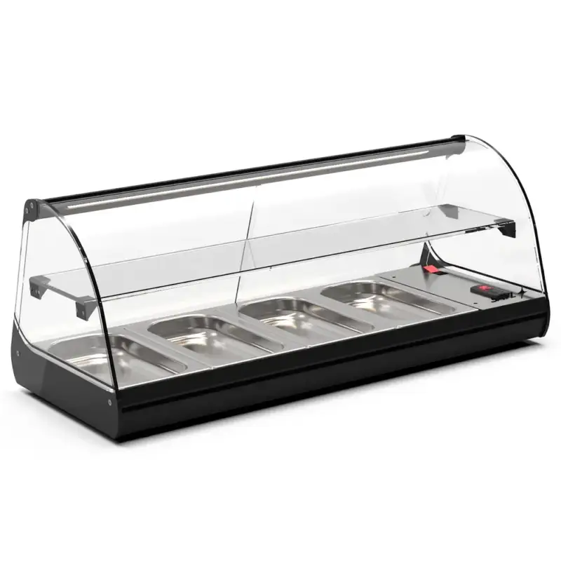 Tapasvitrine | CLASSIC | Zwart | 6x 1/3 GN | +2°C/+6°C | Statisch | 2 Niveaus | Externe Koeling (Excl.) | 1190x395x360(h)mm Koop Vandaag