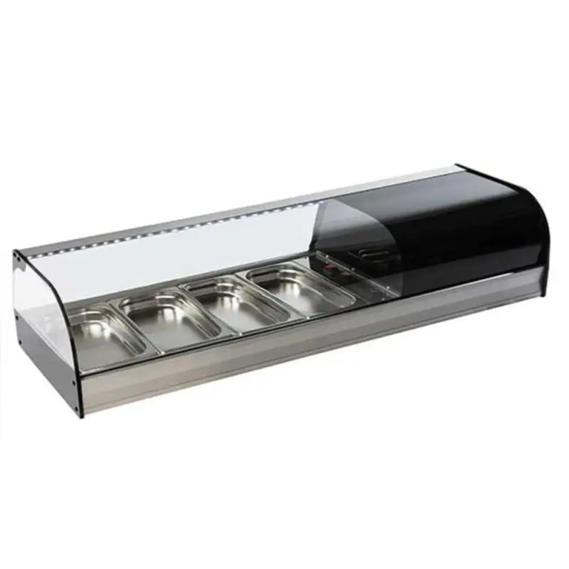 Gratis Retour Tapasvitrine | RVS/Zwart | 4x 1/3 GN | +1°C/+5°C | Statisch | 1 Niveau | 1216x410x250(h)mm