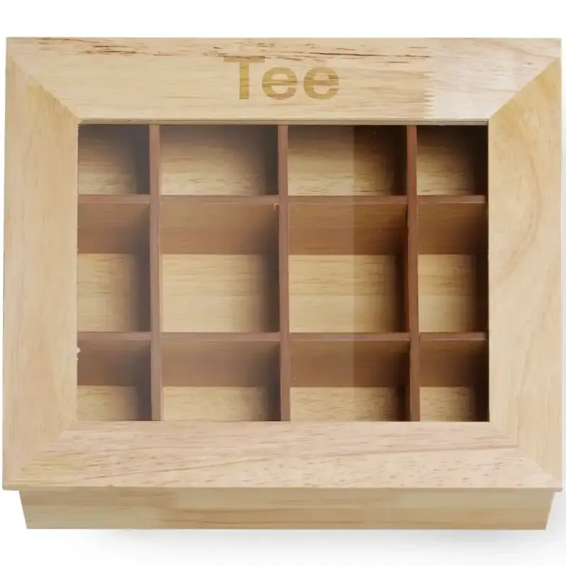 Theedoos | Hout | 12 Compartimenten | 300x280x90(h)mm Laatste Versie