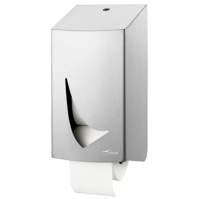 Betrouwbaar Toiletrolhouder | WINGS | RVS | 2 Rollen (Auto-Wisseling) | Wandmontage | Anti-Fingerprint | 165x165x346(h)mm