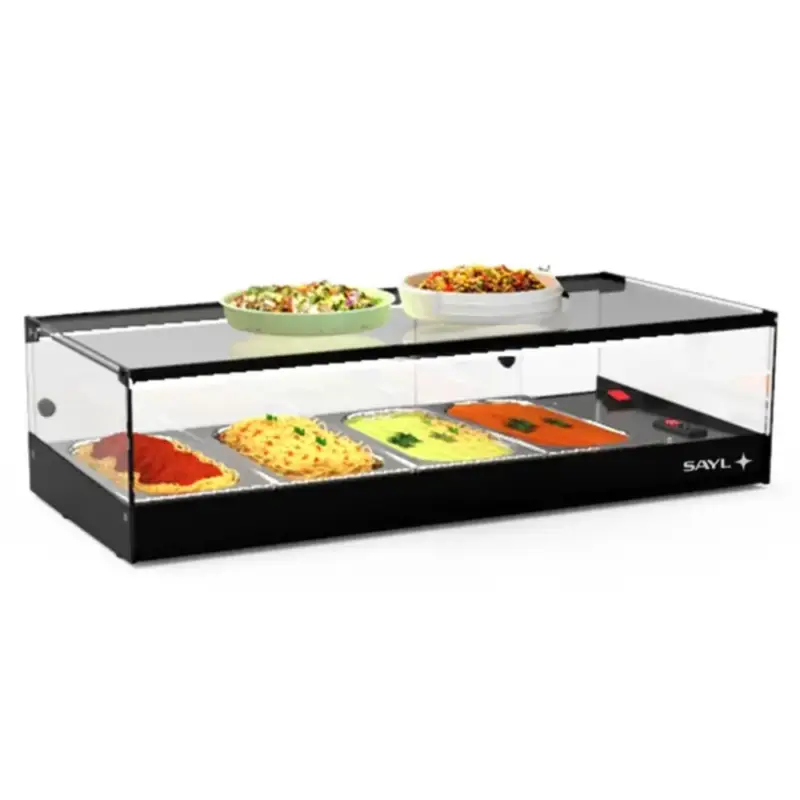Verwarmde Tapasvitrine | LOGIC | Zwart | 4x 1/3 GN | ≤80°C | Bain-Marie | 1 Niveau | 0.72kW (230V) | 840x395x225(h)mm Exclusieve Aanbieding