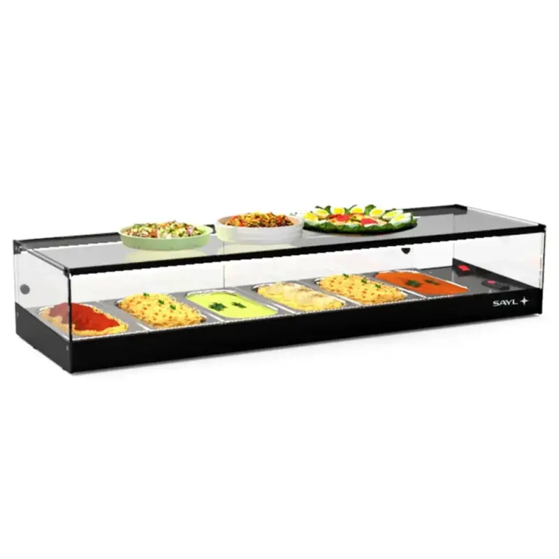 Verwarmde Tapasvitrine | LOGIC | Zwart | 6x 1/3 GN | ≤80°C | Bain-Marie | 1 Niveau | 1.04kW (230V) | 1190x395x225(h)mm Merkproduct