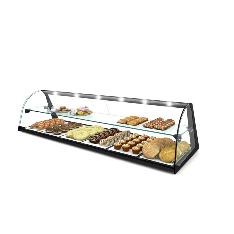 Vitrine | LED | Zwart | 2 Schappen | Neutraal | Demonteerbaar | 840x380x290(h)mm Dagaanbieding