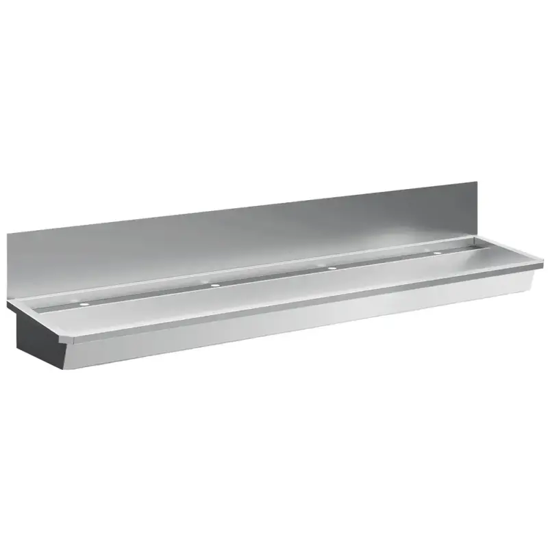 Bestseller Wasbak | RVS | 4 Kraangaten | Spatscherm | Incl. Afvoerplug | 2400x468x438(h)mm