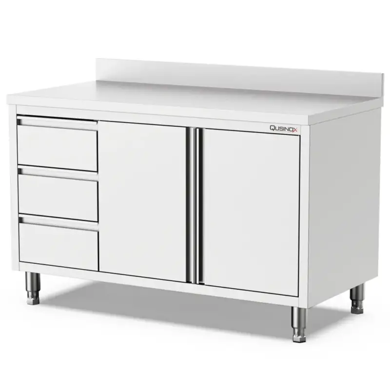 Superprijs Werkbank | 700 LINE | RVS | Draaideuren + Laden (Links) | Achteropstand | 1000x700x900(h)mm