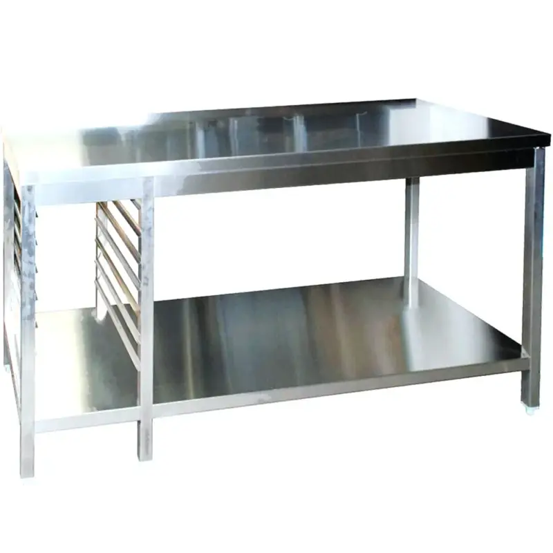 Werktafel | RVS | 1/1 GN Geleiders (Links) | Bodemschap | Diepte 800 | Hoogte 850/885 | Breedte 1200-2900 | Gelaste Constructie Rechtstreeks Van De Fabrikant