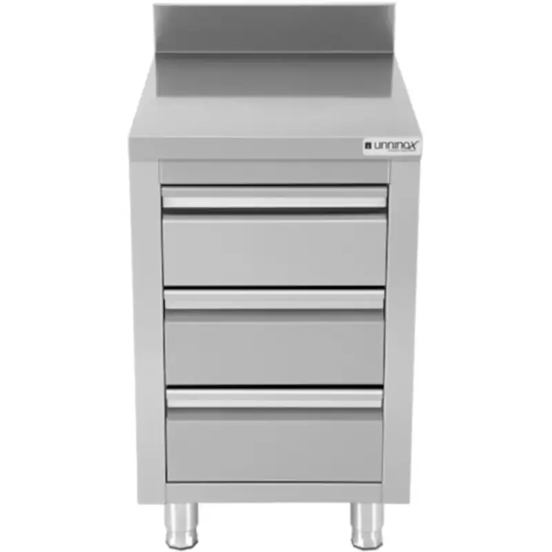 Werktafel | RVS | 3 Laden | Achteropstand | 500x700x850(h)mm Actieprijs