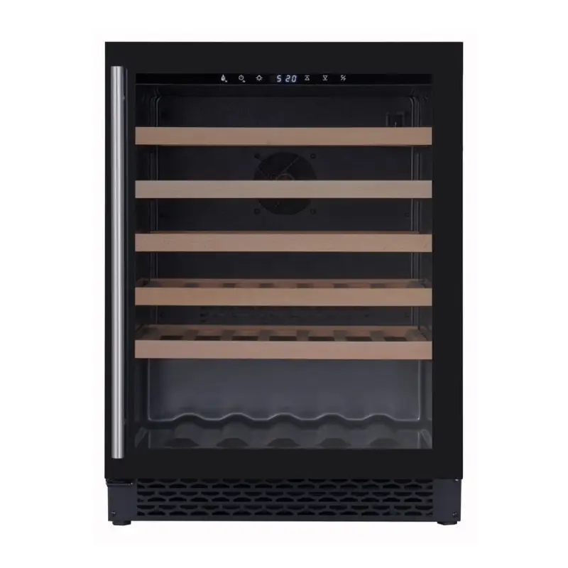 Shop Nu Wijnkoelkast 127L | 46 flessen | Glas deur | Zwart | 5 roosters | Geforceerd | 595x570x820(h)mm
