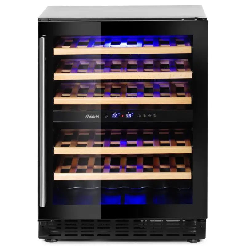 Snelle Levering Wijnkoelkast | 133L (46x 75cl) | Zwart | 2 Zones | +5°C/+22°C | Geforceerd | 595x588x820(h)mm