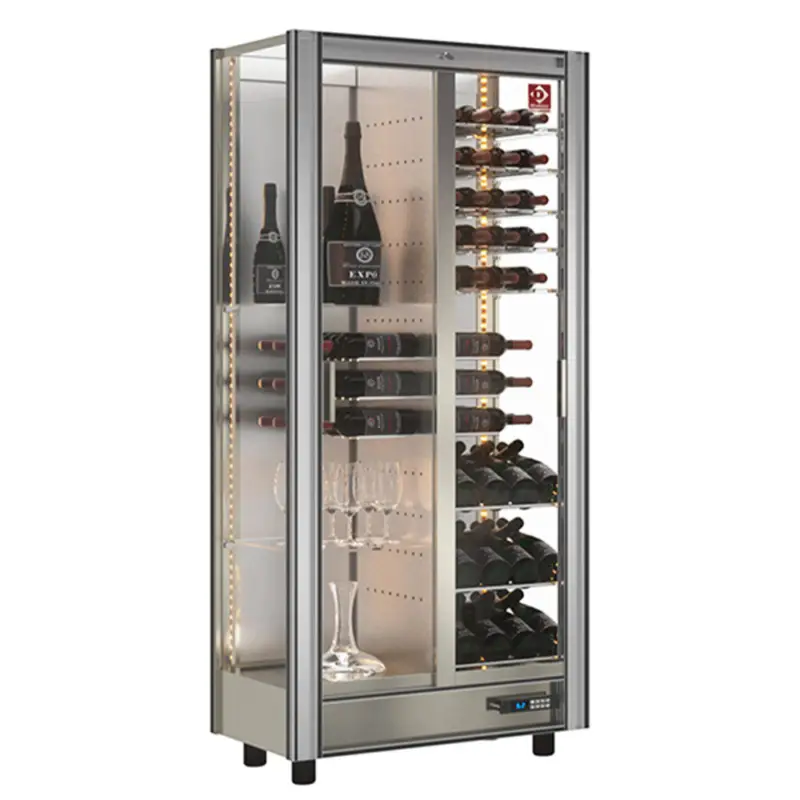 Wijnkoelvitrine | 530L (128x 75cl) | Aluminium | +4°C/+16°C | 860x530x1851(h)mm Nieuw