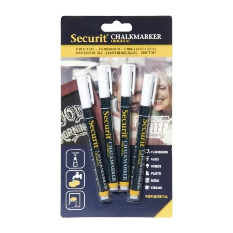 Wisbare krijtstiften 2mm wit | 4 stuksMet ronde punt | 1x2mm Hoge Kwaliteit