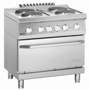 Express Levering Elektrisch Fornuis met 4 pitten en GN 2/1 Oven | 400V/15.8kW | 80x70x(H)85cm