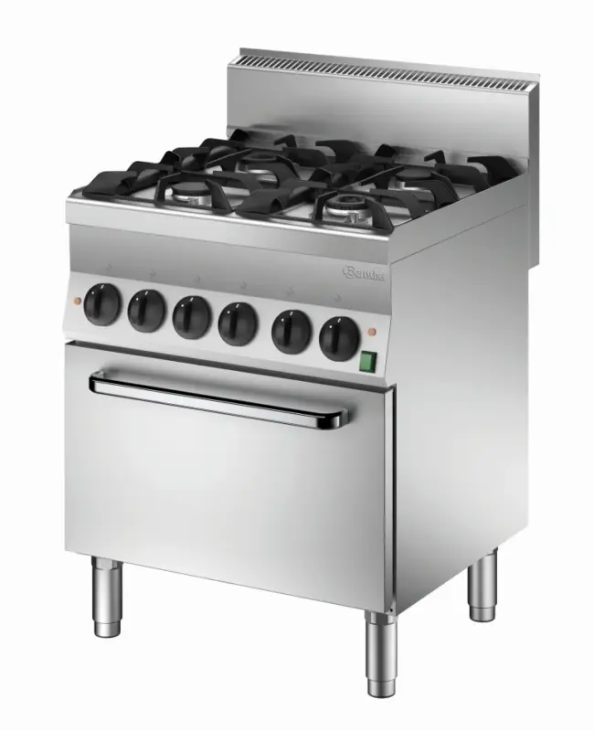Serie 650 Gasfornuis met 4 Pitten en Elektrische Oven | 400V / 4.2kW | Gas 18kW || 70x65xH87cm Rechtstreeks Van De Fabrikant