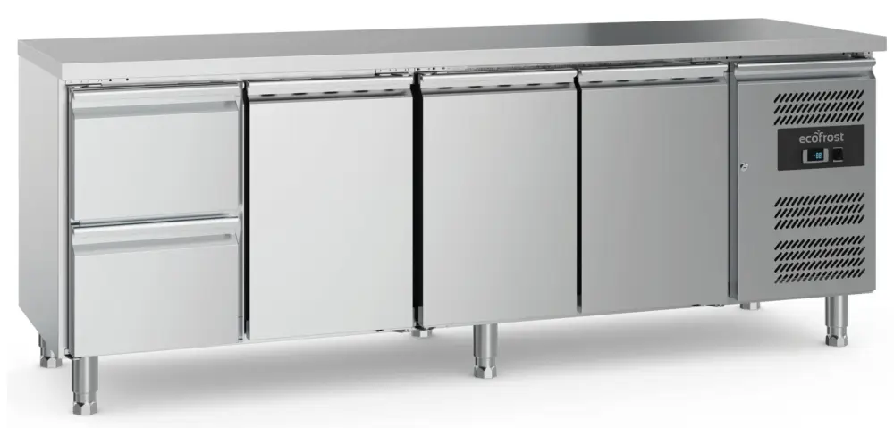 Koopje 700 Koelwerkbank 3 Deuren 2 LadenMet Verstelbare Poten | 2230x700x850(H)mm | 0.34kW | 7950.5165