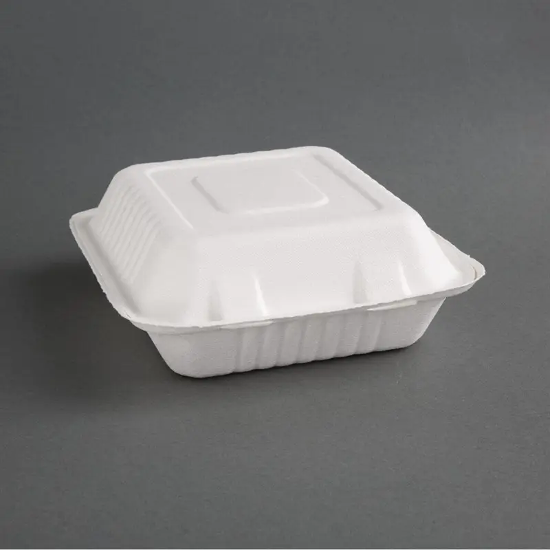 Composteerbare bagasse voedseldozen 3 compartimenten (200 stuks) Alleen Vandaag