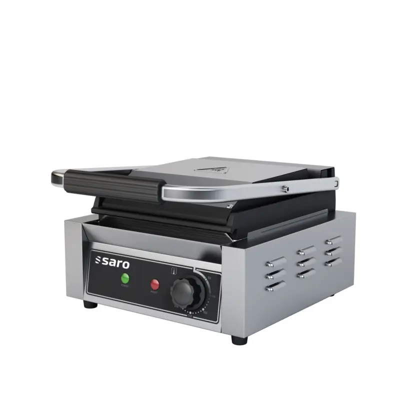 Contactgrill Elektrisch | Geribde Platen | 230V/1,8kW | 32x41x(H)19cm Tijdelijk Beschikbaar