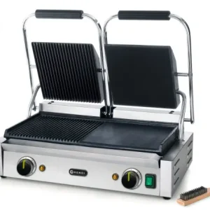 Hendi Dubbele Contactgrill | Half Geribd-Half Glad |3600W |570x370x(h)210 mm. Hoge Kwaliteit