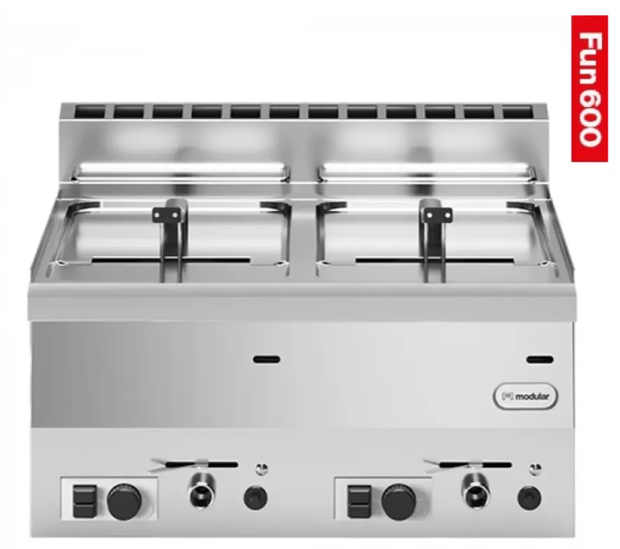 Gasfriteuse met aftapkraan| Propaan/Butaan|| 2x 8 Liter | 12.6GkW | 60x60x(H)28cm Dagaanbieding