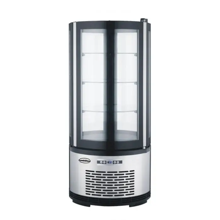 Koelvitrine met 3 plateaus en LED 100 liter | Temp. 2 - 8°C | Hoogte 103 cm. Betaalbaar