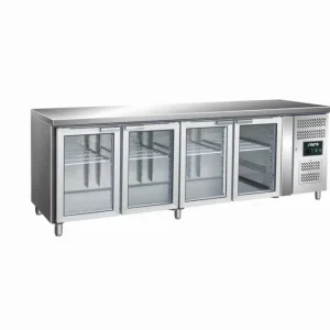 Direct Verzonden Koelwerkbank met 4 Glasdeuren| GN 4100 TNG | 616 Liter