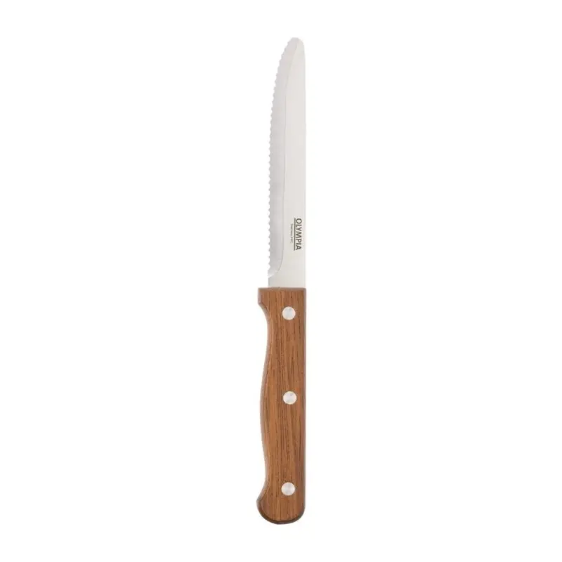 Betaalbaar Olympia Steakmessen met ronde punt hout | Per 12 stuks
