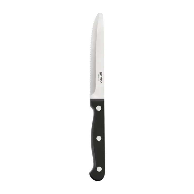 Olympia Steakmessen met ronde punt zwart | Per 12 stuks Speciale Aanbieding