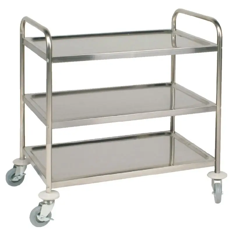 Veilige Betaling Vogue Serveerwagen met 3 bladen medium RVS | 81x45xH85cm