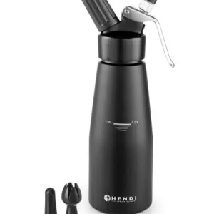 Hendi Slagroomapparaat zwart | Kitchen Line | 0,5 liter Veilige Betaling