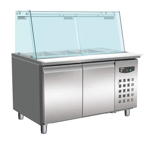 COMBISTEEL BAKKERSKOELWERKBANK GLAS RECHT 2 DEUREN4x 1/1 GN PAN - STANDARD LINE Koop Online