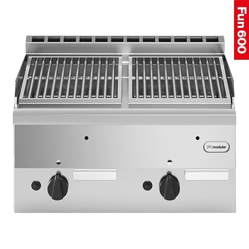 Modular Fun 600 gas lavasteen grill rvs 600 mm 2 zones aardgas Nieuw