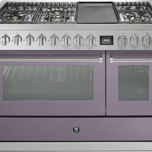 Premium STEEL Genesi GQ12SF-4TM AA gas fornuis met 5 branders, Ametista (mat paars)