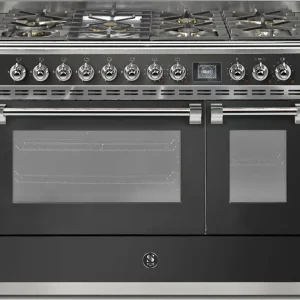 Betaalbaar STEEL Ascot AQ12SF-6M AN gas fornuis met 7 branders, Antraciet (mat)
