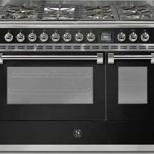 Nu Kopen STEEL Ascot AQ12SF-6M BA gas fornuis met 7 branders, Zwart (glanzend)